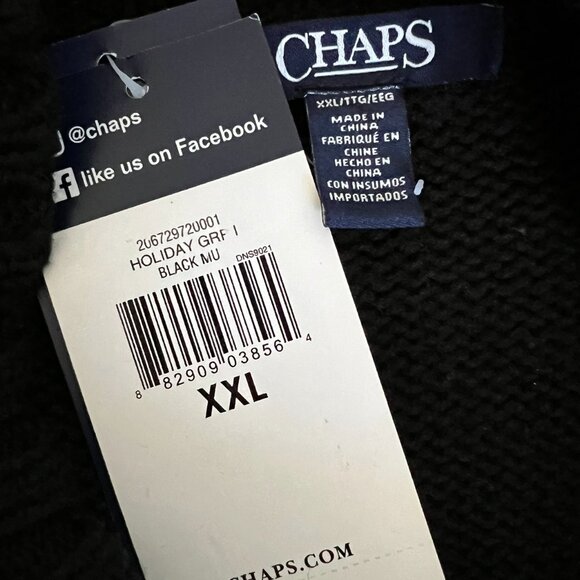 Chaps NEW Men's Skier Sweater In Black & White Size XXL - Picture 13 of 15